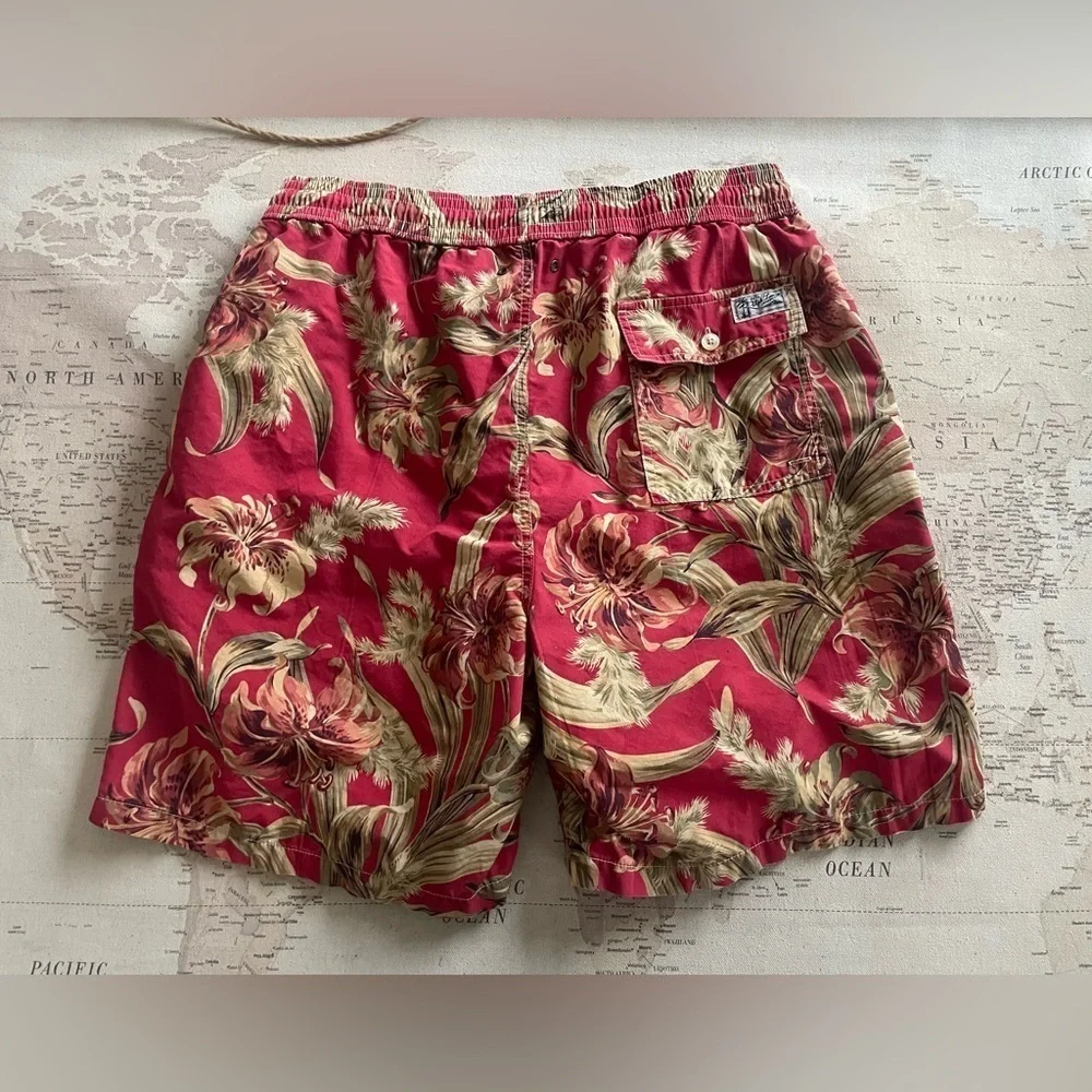 Polo Ralph Lauren Shorts Swim Trunks Hawaiian Print Floral Size XL
